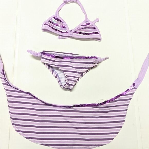BUILD-A-BEAR STRIPED SEQUINED BIKINI WITH WRAP - Picture 1 of 7